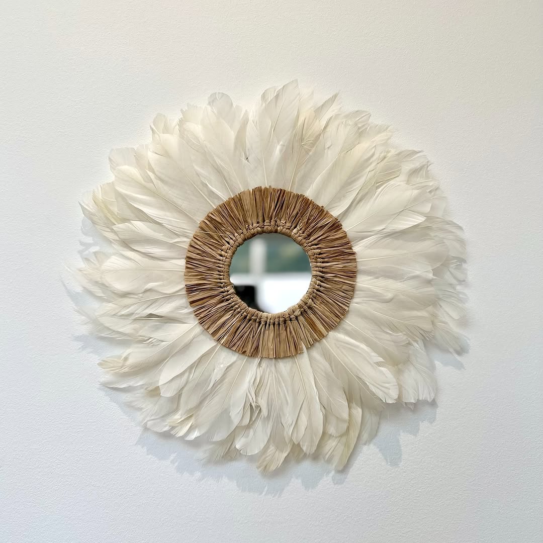 Juju Hat Blanc Miroir Naturel — Juju Hat décoration murale bohème fait main à Bali — photo 2