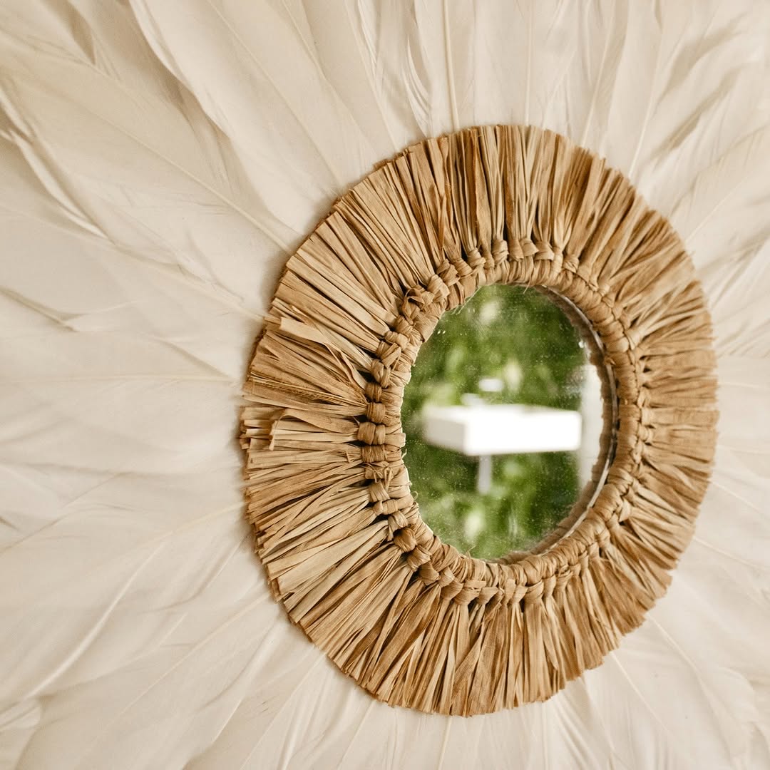 Juju Hat Blanc Miroir Naturel — Juju Hat décoration murale bohème fait main à Bali — photo 3