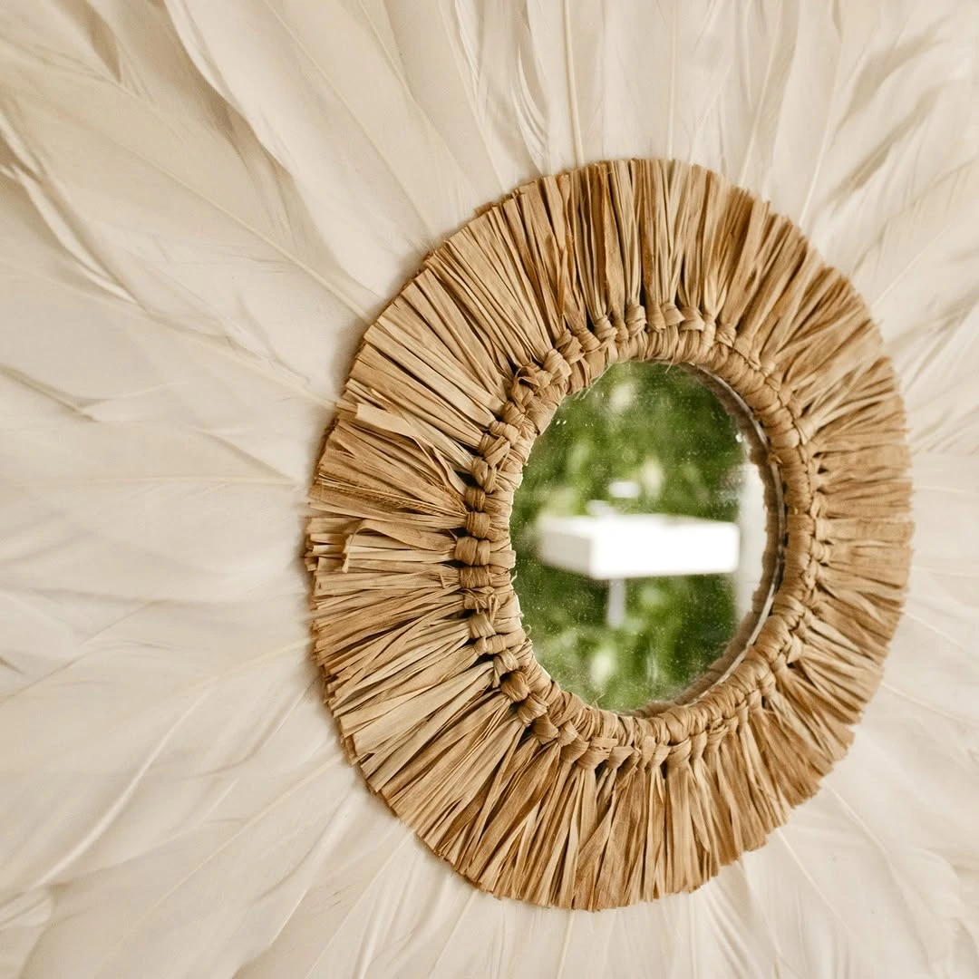 Juju Hat Blanc Miroir Paille — Juju Hat décoration murale bohème fait main à Bali — photo 2