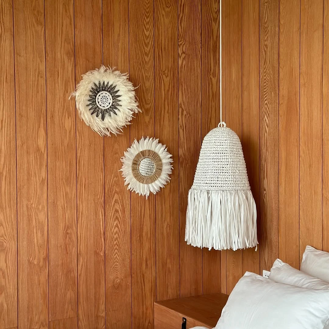 Juju Hat Blanc Miroir Paille — Juju Hat décoration murale bohème fait main à Bali — photo 4